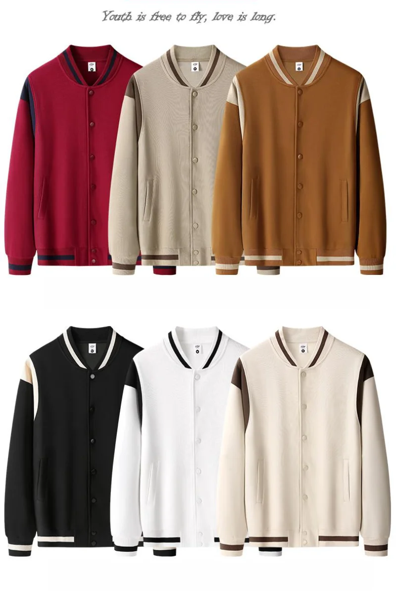 Cotton baseball jacket, outerwear, cardigan customization, printable embroidered logo, autumn and winter adult casual workwear — image 2