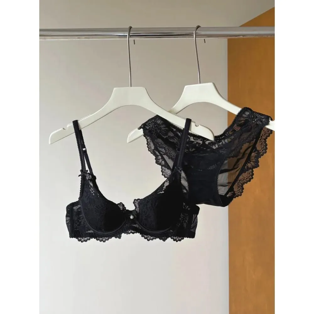 Purple French Lace Bra Embroidery Soft Underwire Minimizer Big Bust Lift Anti Sag Gathering Support Daily Lingerie 32-38 Bra Set — image 6