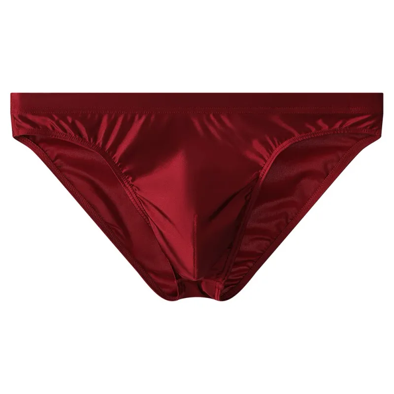 Luksus brun satin herrebikini trusser Høj elastisk linning Glat skinnende underbukser med 3D konturpose Åndbar intimitet — image 5