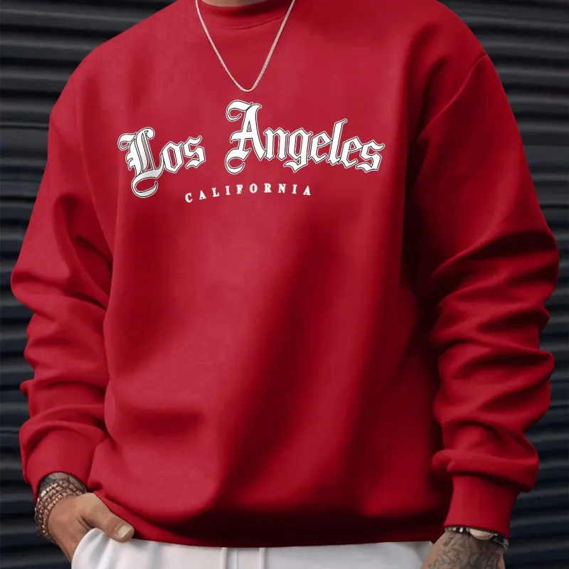 Men's autumn and winter warm casual loose classic loss angels print long sleeved round neck sweatshirt versatile — image 8