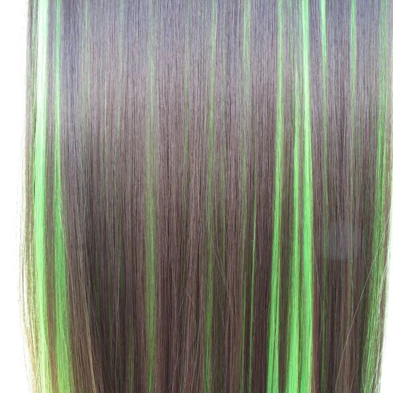 Jeedou Piano Color Hairpiece Clip-In Hair Extension 5-Clips One Piece Long Straight Synthetic Hair For Girls Ladies Daily Use