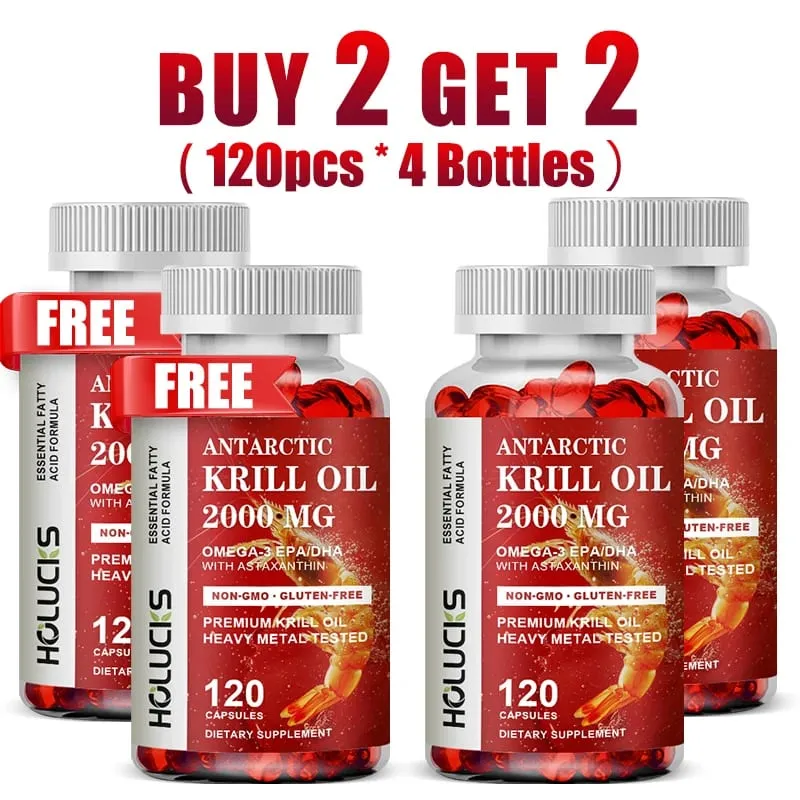 Buy 1 Get 1 Free! Pure Antarctic Krill Oil 2000mg Supplement with Astaxanthin for Heart & Brain Health Healthy Aging Non-GMO — image 8