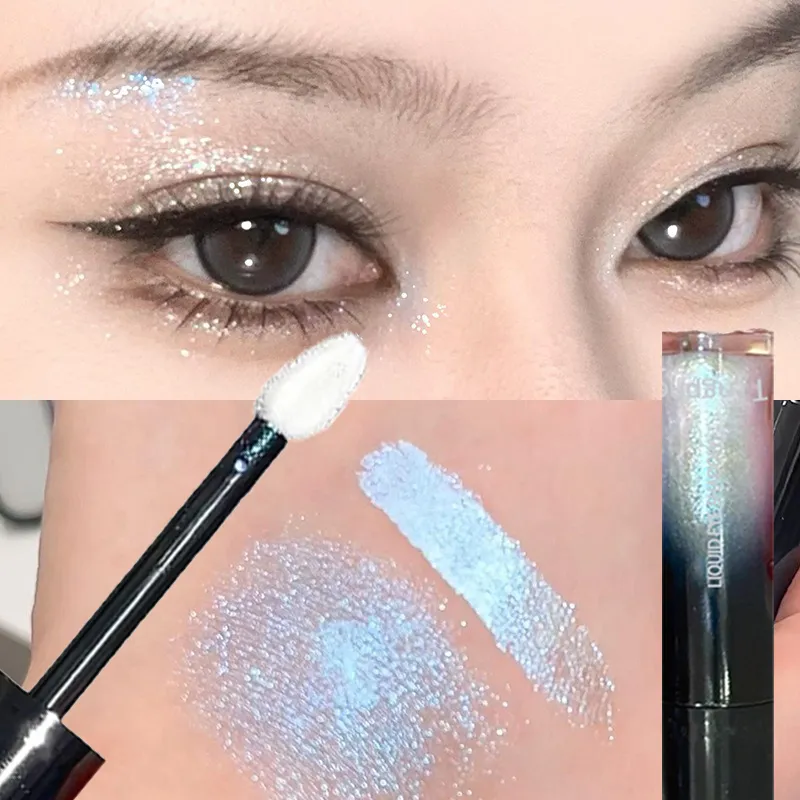 Glitter Liquid Eyeshadow Holographic Shimmer Ice Blue Pink Quick-drying Wet Look Tears Highlight Eye Makeup Non-flying powder — image 2