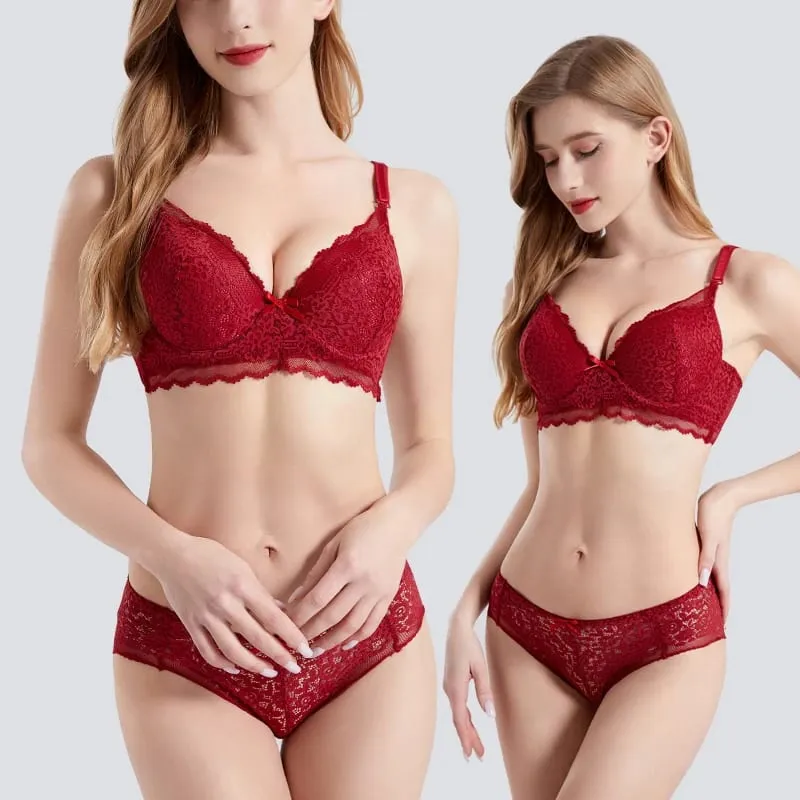 2024 Set Bra Baru Hitam Putih Kelabu Merah Biru Beige 34/75 36/80 38/85 40/90 42/95 44/100 Seluar Dalam BCDE Untuk Pakaian Dalam Wanita — image 5