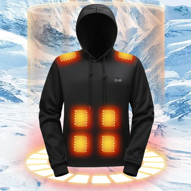 USB Heating Hoodie Men Hooded Heating Knitted Sweatshirt 17 Zones Electric Heated Hoodies Autumn Winter Warm Hoodies Male — image 3