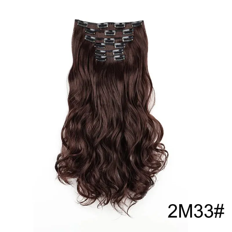 6pcs/set 24Inch Synthetic Long Curly Wavy Hair Extension 16 Clips High Tempreture Hairpiece Clip In Hair Extensions for Women — image 10