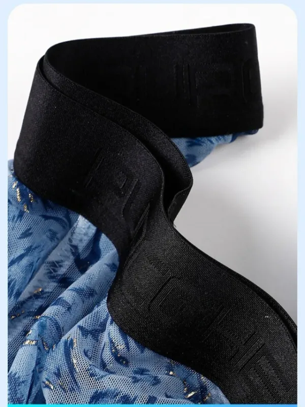Slip séparé à double pochette pour hommes, culotte d'été en soie glacée, transparente, en maille respirante, imprimé léopard, sous-vêtements de voyage à séchage rapide — image 3
