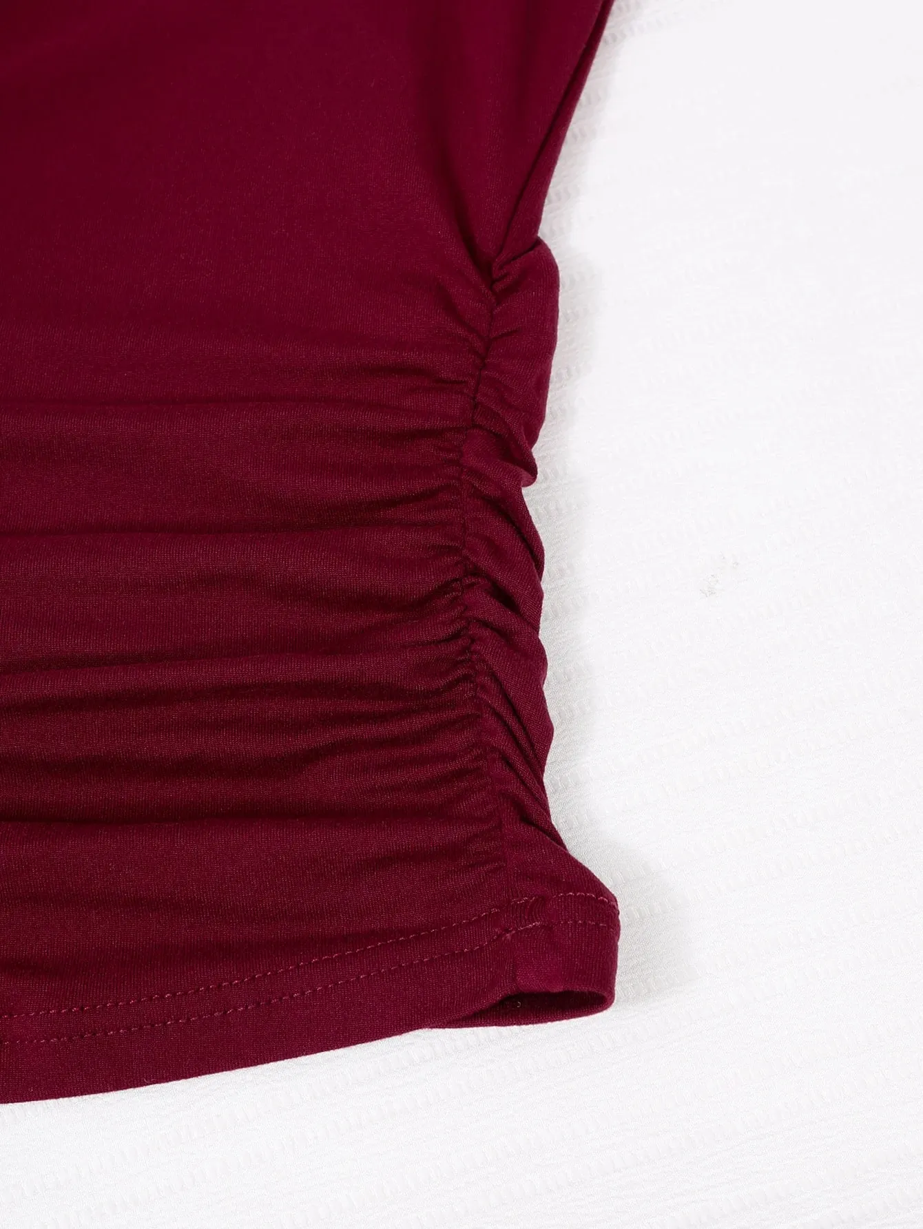 Square Collar Wine Red Long Sleeve Women Tops High Elasticity Tights for Ladies waist-cinching tops cheap Women's pullover — image 5