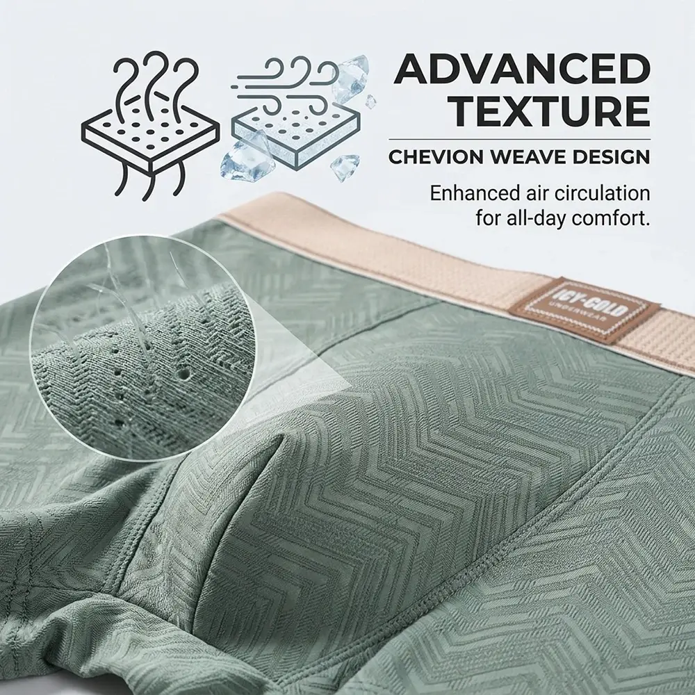 1/3PCS Summer Cooling Breathable Boxers Hombre Fashion Solid Wave Striped Ice Silk Men's Panties High Elastic Lingeries for Man — image 9