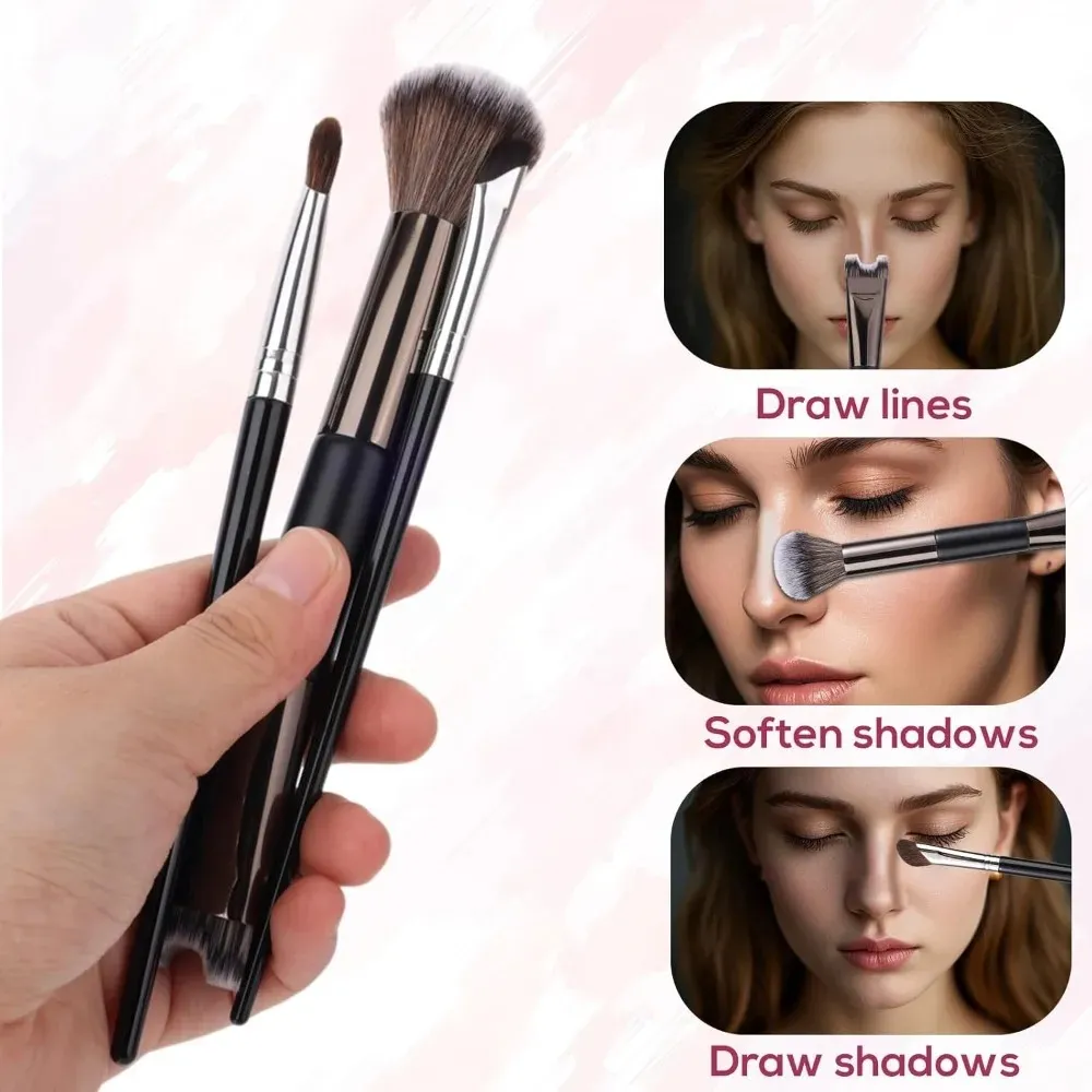 Professional 3/1Pcs Nose Contour Brushes 2 in 1 Makeup Brushes Set Dual Head Powder Blush Eyeshadow Contour Brush Beauty Tools — image 6
