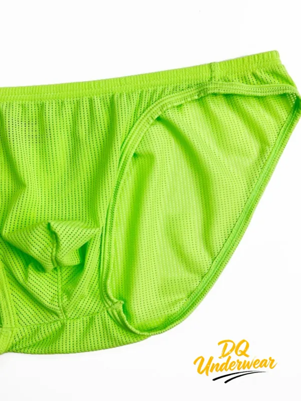 1PCS Men Neon Mesh Bikini Briefs Solid Color Elastic Waistband Multi Color Low Rise U Convex Pouch Breathable Quick Dry BS839 — image 2