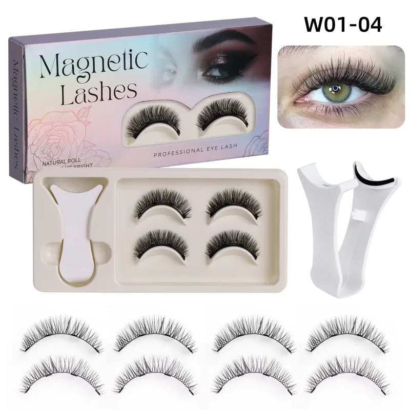 2Pairs Magnetic Eyelashes 3D Natural False Eyelash Reusable Easy Wear Eye Makeup Set Gluee-free Lashes — image 8