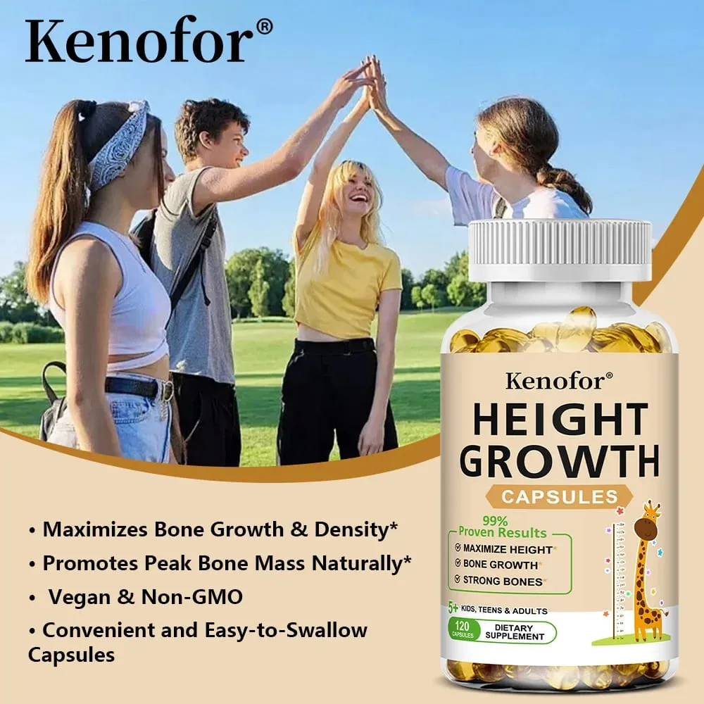 Height Growth Capsules - With Vitamins and Calcium - Increase Bone Strength Promotes Growth Adults Children — image 6