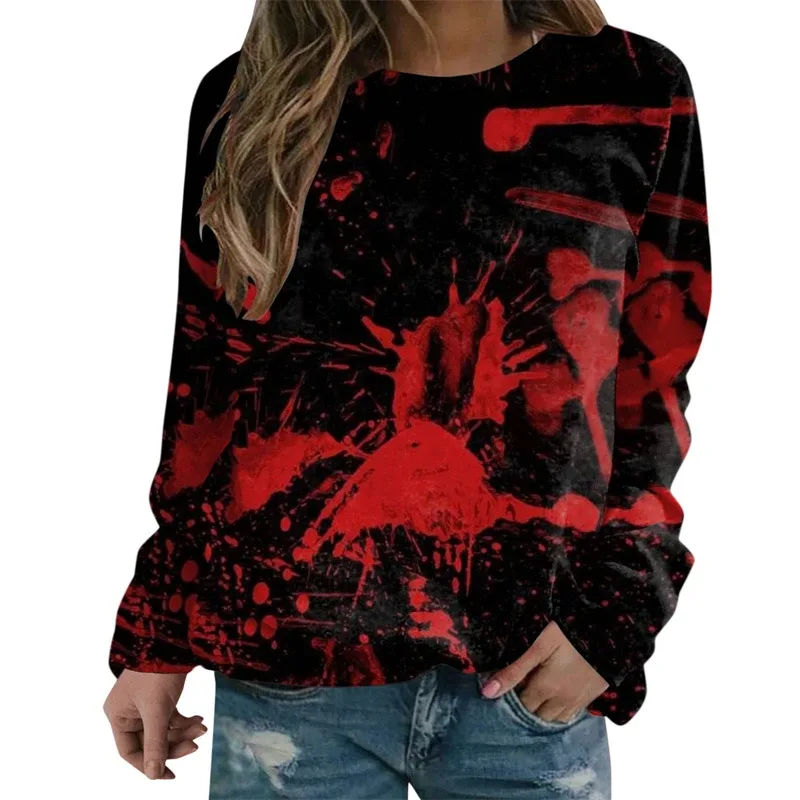 Terror Blood Graphic Sweatshirts Halloween Party Design Female Clothes I'm Fine Bloody Women Sweater Horror Ladies Y2k Pullovers — image 8