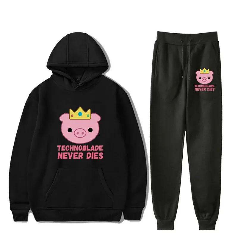 Harajuku Comfortable technoblade Print Sweatshirt Sweatpants Suit Men/Women Hoodies+ Trousers Suit Cute 2 Piece Set Clothes — image 24