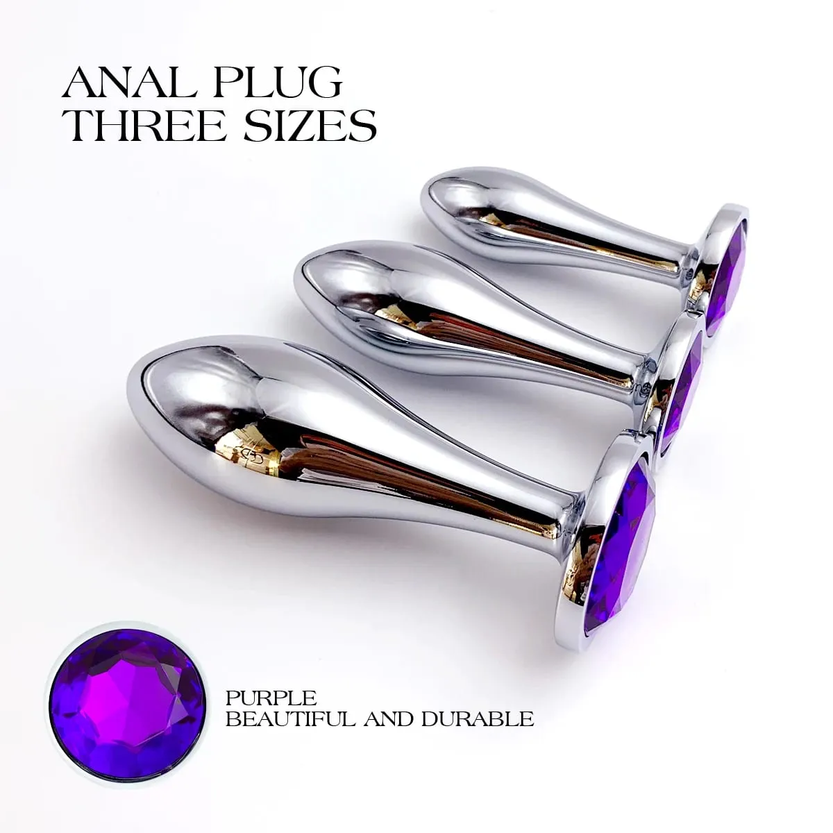 1Pcs Metal Drop Anal Plug with Three Sizes Jewel Base G-Point Massage Adult Pleasure Sex Toy for Sexual Wellness