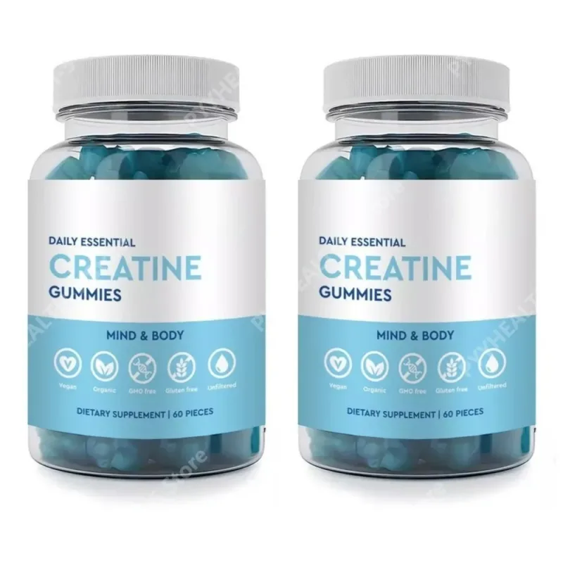 Créatine Gummies Végétalien, sans OGM, sans gluten, faible teneur en sucre, biologique, soutient la performance athlétique pour adultes unisexe, 60 unités — image 5