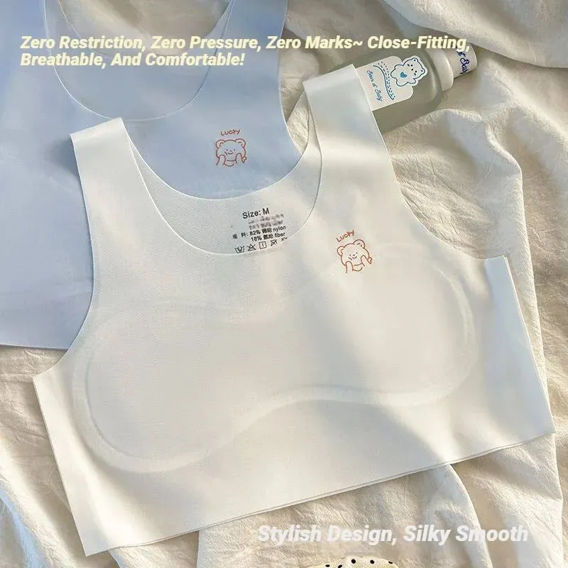 3Pcs Teenagers Comfortable Breathable Simple Training Bra Vest Soft Elastic Skin Friendly Lingerie For Girls No Steel Ring — image 3