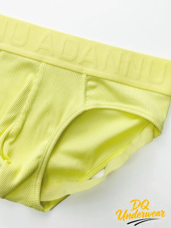 1PCS Solid Color Ribbed Male Briefs ADANNU Embossed Logo Elastic Waist Stretch Comfort Daily Bikini Underpants AD759 — image 2
