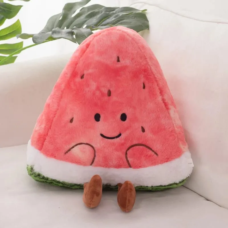 23/45cm Cute Watermelon Slice Plush Pillow Smiling Face Cute Triangular Fruit Red Cushion with Legs Plushie Decoration Gift — image 11