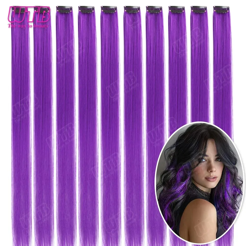 10 PCS Colored Synthetic Hair Extension Wigs for Women BB Clip Style Straight Hair Extension Wigs Suitable for Holiday Events — image 9
