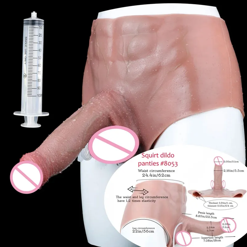 Black Nude Strapon Big Realistic Ejaculation Dildo Silicone Squirting Panties With Simulated Solid Penis Sex Toy For Women