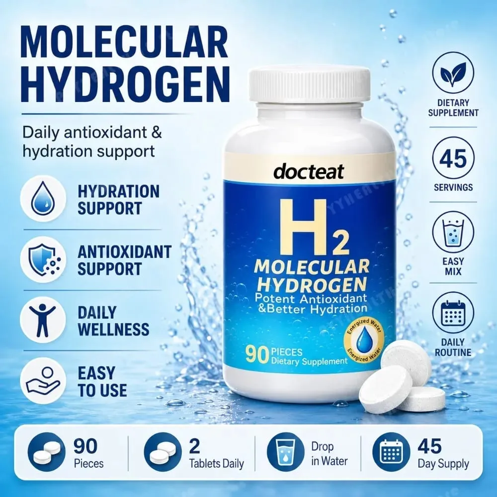 90pcs H2 Molecular Hydrogen Water Tablets with Magnesium 160mg Effervescent Drink Supplement for Travel Gym Home Hydration — image 2