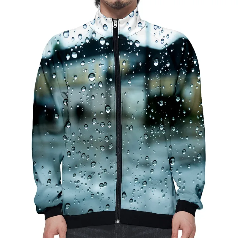 Harajuku Popular Rain 3D Print Zipper Raglan Jacket Windbreaker Boys/Girls Comfortable Stand Collar Jackets Coats — image 3
