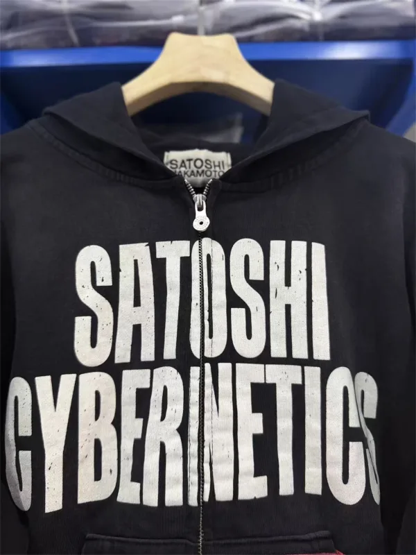 Street Brand 26SS“Cyber​​netics" Distressed Washed Old Zipper Cotton Winter High-Street Hoodies Sweater For Men