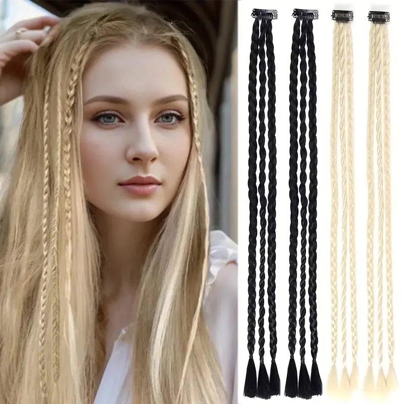2Pcs Clip‑in Y2K Boxer Braid Ponytail One Clip Three Braids Long Synthetic Fake Hair Extensions For Women — image 2