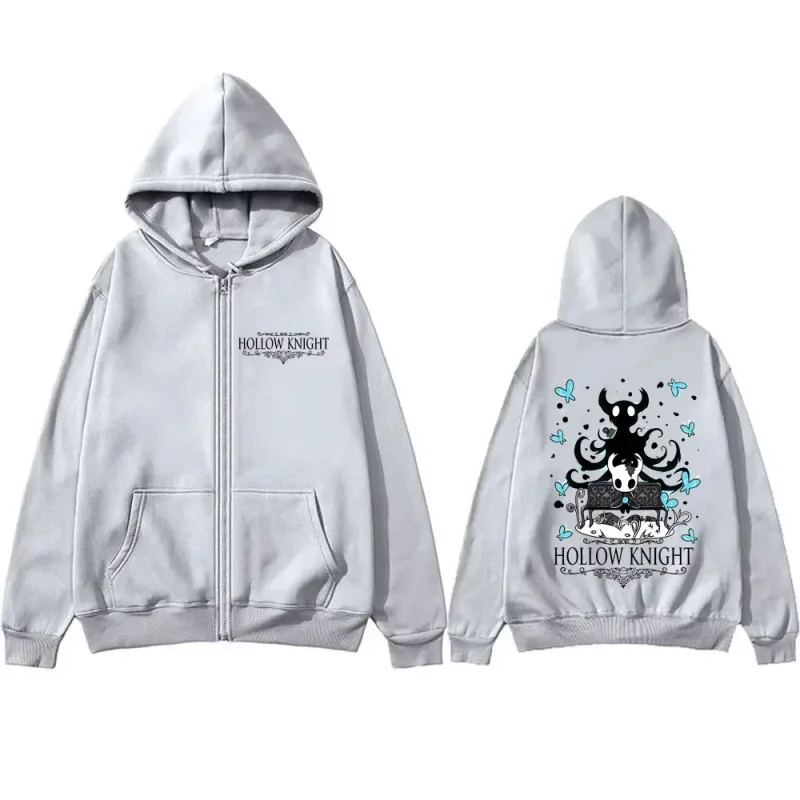 Gaming Hollow Knight Graphic Zipper Hoodie Men's Women's Casual Cartoon Style Hoodies Unisex Funny Game Lover Zip Up Jacket Coat — image 7