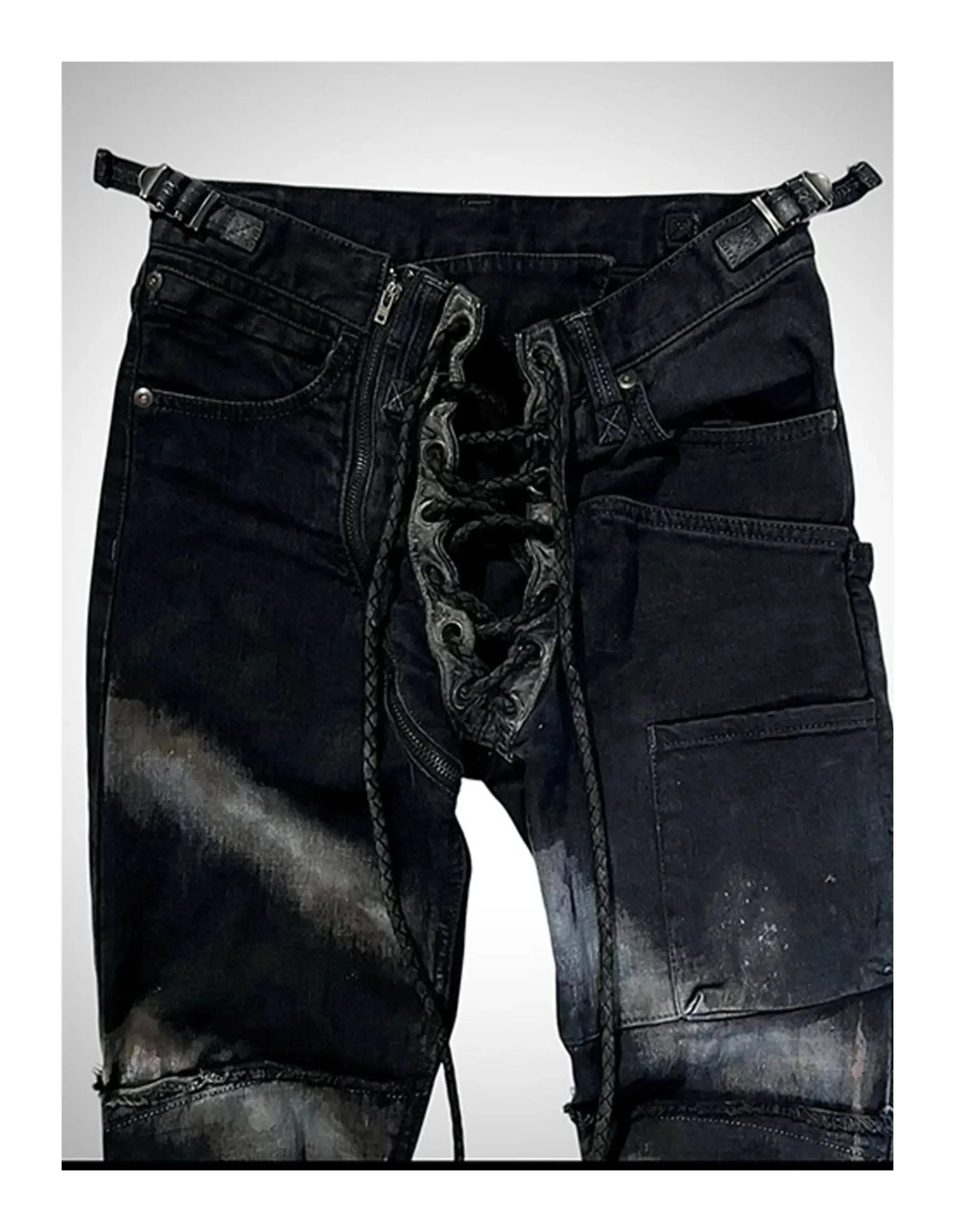 Ifsixwasnine Vision Washed Striped Lace-Up Slim-Fit Pull Jeans — image 7