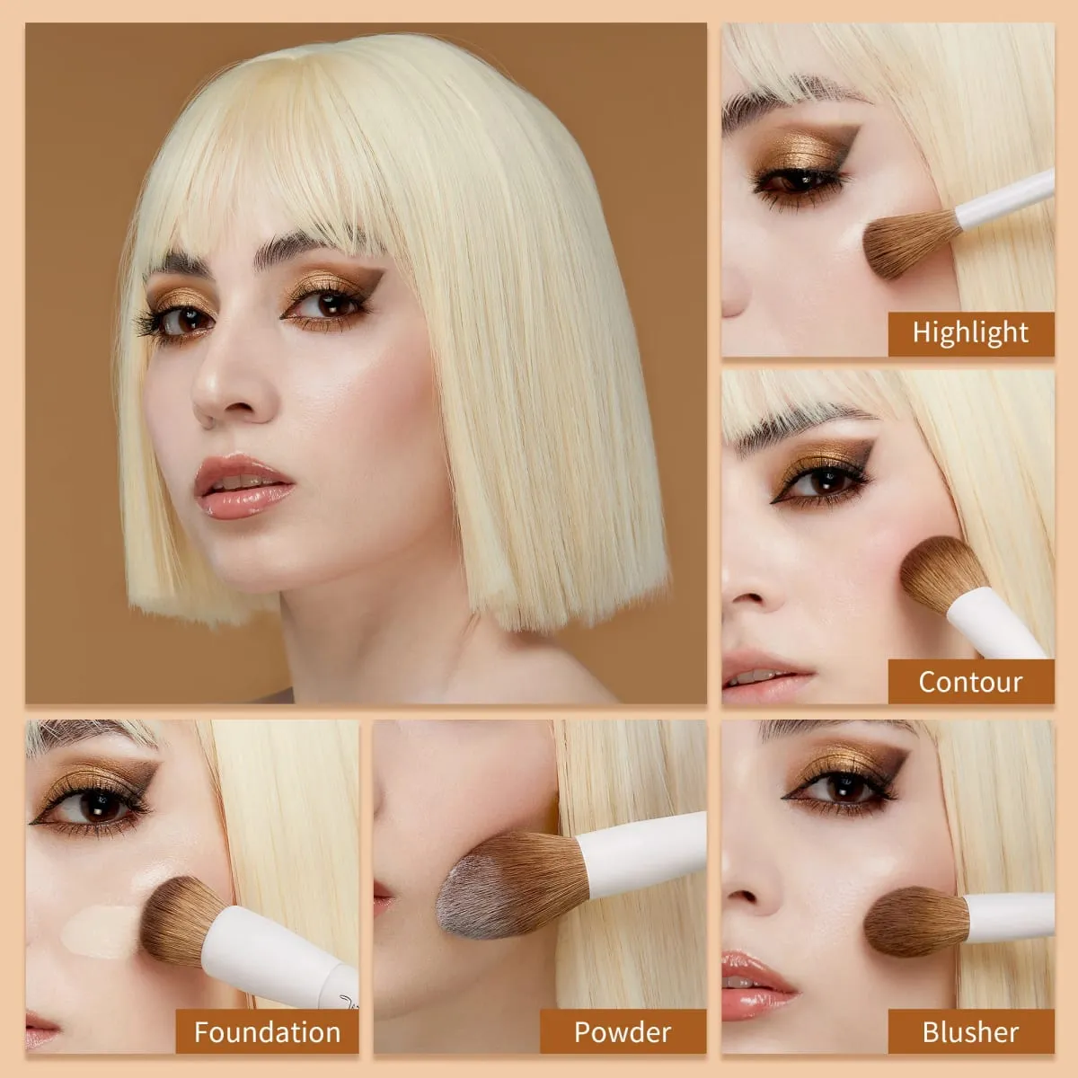 Jessup 14 Pcs Makeup Brush Set Professional Synthetic Soft Foundation Powder Blending Eye Shadow Contour Liner Brushes Kit T329