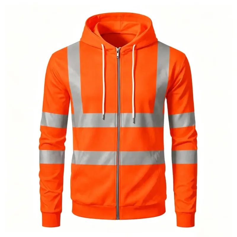 Autumn Fashion Men Drawstring Hooded Top 3D Printed Stripe Full Zip Sweatshirt Outdoor Casual Safety Work Outerwear Hoodie — image 8