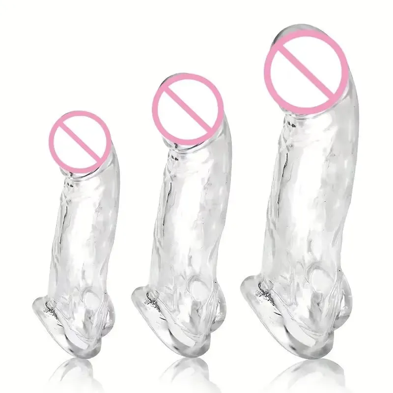 Penis Sleeve Extender Adult Sex Toy Cock Sleeve 3 Sizes Pennis Extender Penis Extension Time Sex Toy Pleasure Tools Couples — image 7