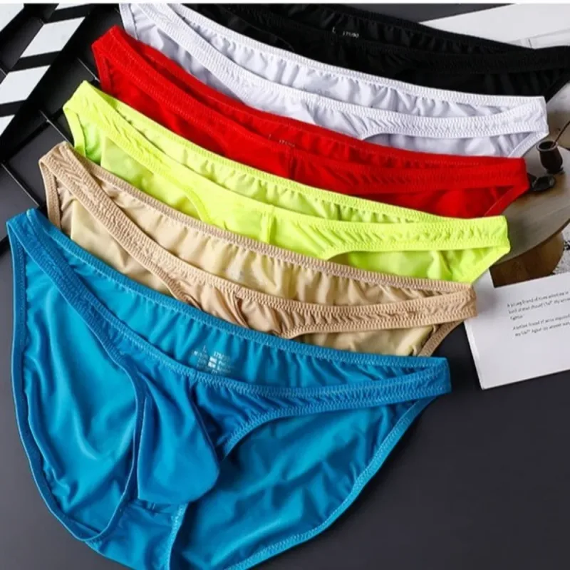 빠른 건조 울트라 얇은 얼음 실크 팬티 낮은 허리 원활한 남성 속옷 U-파우치 란제리 메쉬 팬티 여행 — image 13
