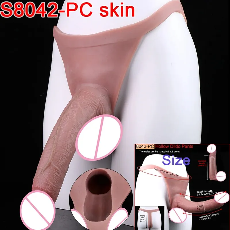 Gode ​​Long et creux à sangle pour homme, pénis Ultra réaliste, manches longues, pantalon, couverture de coq masculin, jouets sexuels