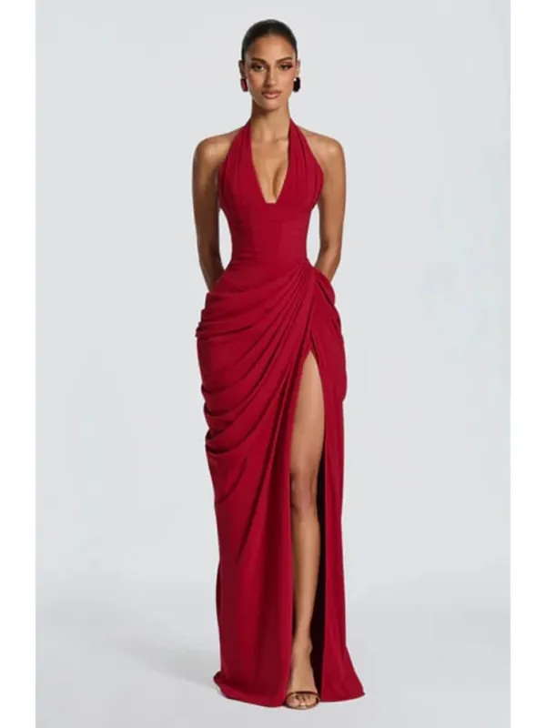 Women Green Ruched Elegant Satin Maxi Dress Mermaid One-shoulder Cutout Slim Fit Flowy Vestido 2026 Lady Summer Evening Vestidos — image 9