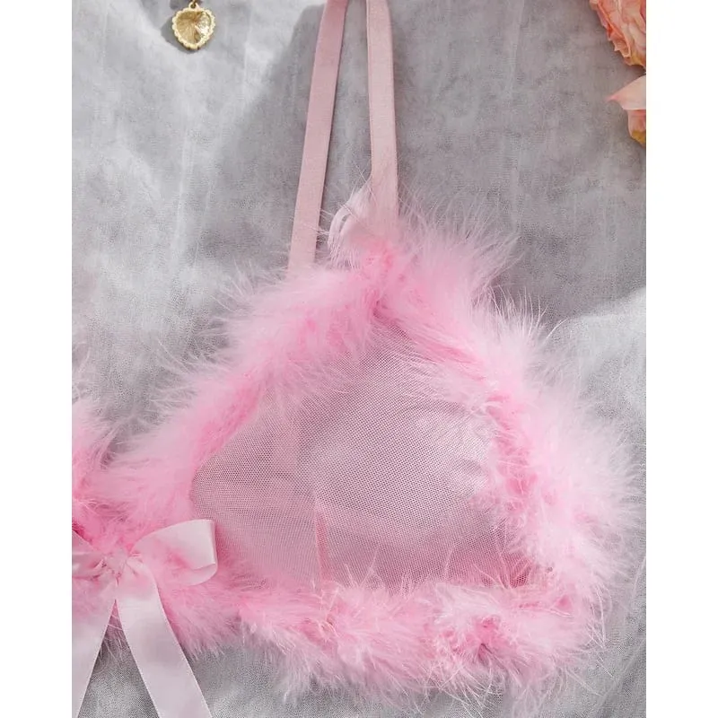 Valentine Lingeries Sexy Hot Cute Bra Hilitos 2PC Romantic Intimate Fluffy Decor Pure Desire Fantasy Women's Underwear — image 4