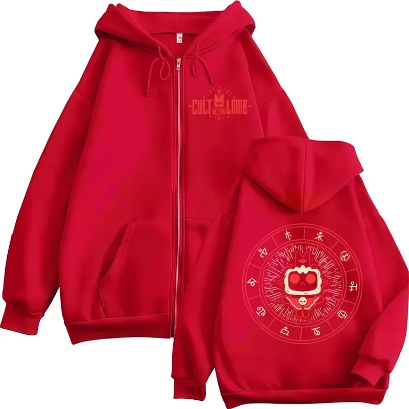 New Game Cult of The Lamb Zipper Hoodie Men Women Vintage Long Sleeve Fashion Jacket Sweatshirt Fleece Coats Oversized Hoodies — image 3