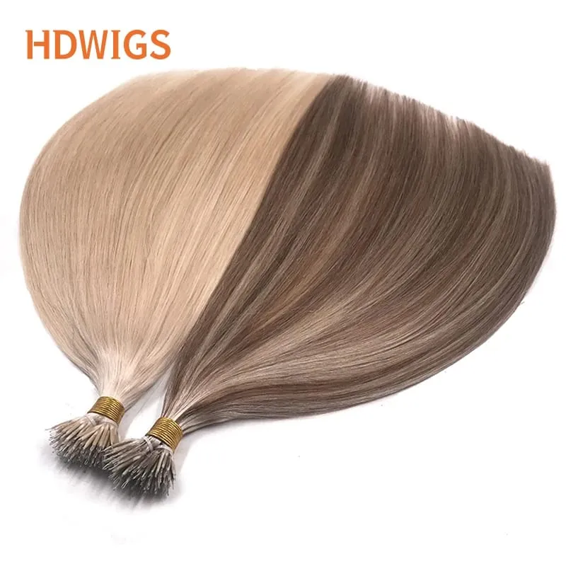 Nanoring Hair Extension Straight High Quality Real Human Hair Extensions for Women Micro Ring Link Hair Extensions Human Hair — image 6