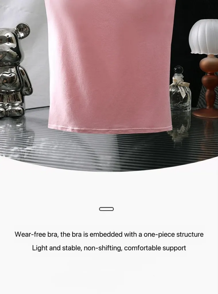 1pcs Girls Basic Solid Vest Female Casual Sleeveless Strap Top Four Season Traceless Women Tank Tops With Padded Cups Vests — image 10