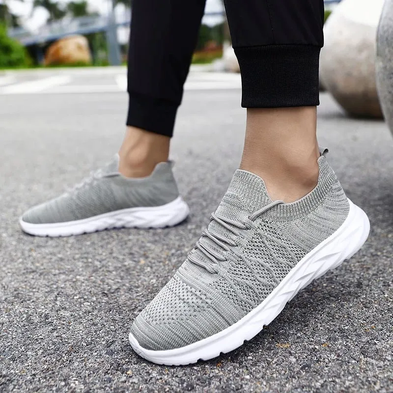 Men's Mesh Knit Walking Shoes No-Tie Elastic Slip-On Sneakers Breathable Lightweight Casual Athletic Shoes — image 5