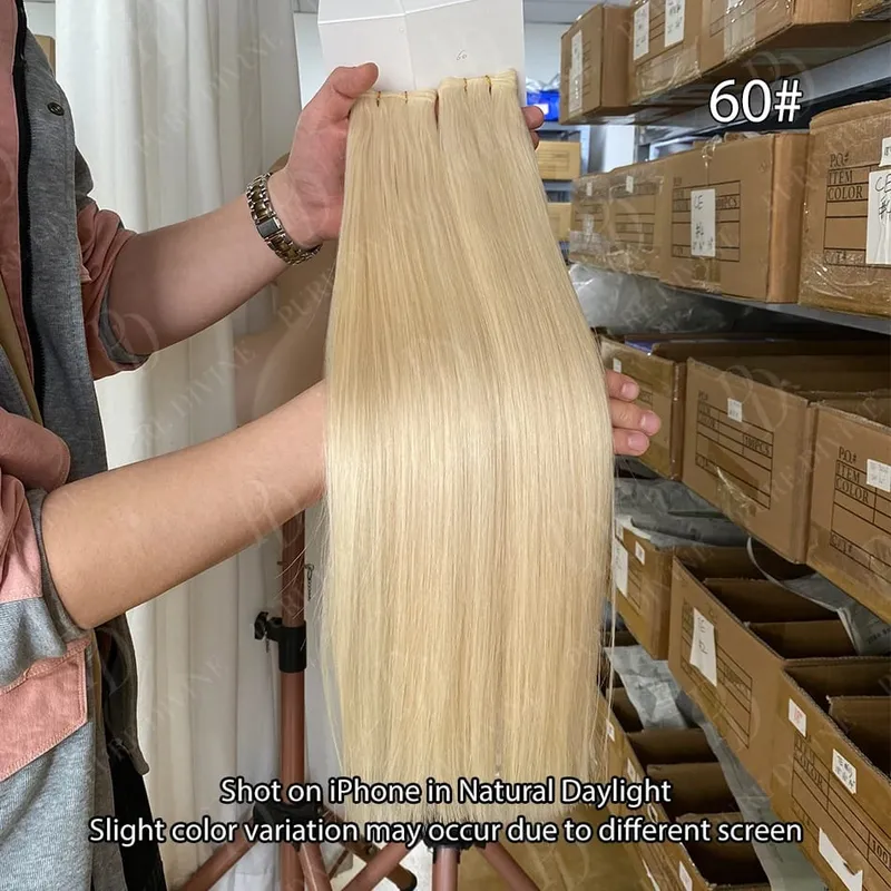 Hot Sale Genius Weft Human Hair Extensions 50g/pc Double Drawn Balayage Blonde Full End Invisible Straight Virgin Remy Hair 15A — image 14