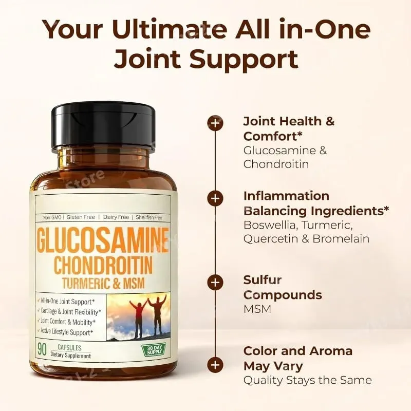 Glucosamine Chondroitin Capsules with Glucosamine Sulfate 1500mg and MSM Support Cartilage Joint Daily Health 90count Per Bottle — image 5