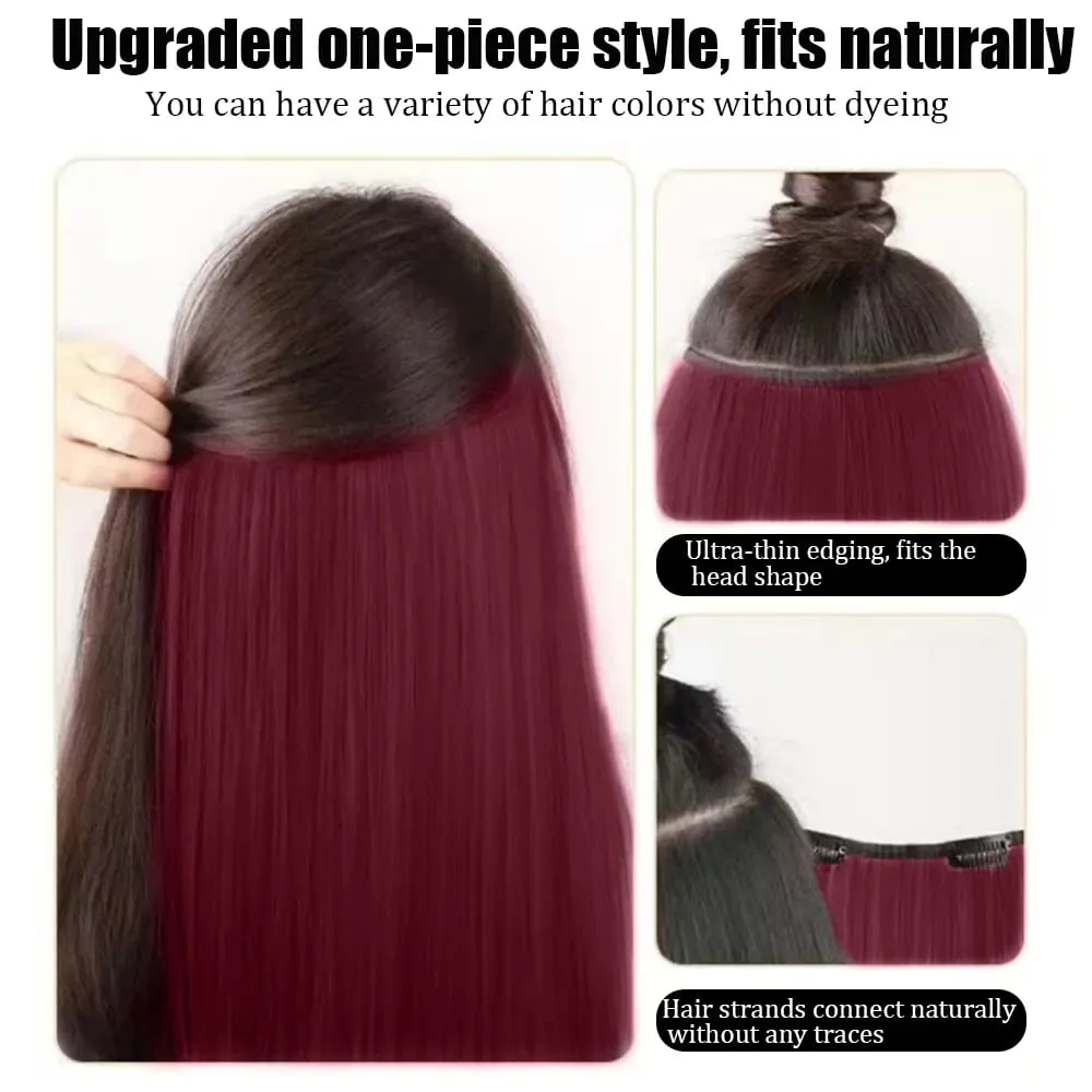 22‘’ Invisible 4Clip Long Straight Colored Synthetic Hair Extension Easy to Wear Suitable for Women's Daily or Holiday Wear. — image 4