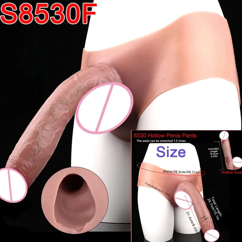 Gode ​​Long et creux à sangle pour homme, pénis Ultra réaliste, manches longues, pantalon, couverture de coq masculin, jouets sexuels
