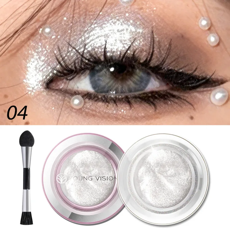 1pcs Highlighter Liquid Eye Shadow Waterproof Non-Greasy Long-Lasting Highlight & Smoky Eye Shadow with Makeup Brush