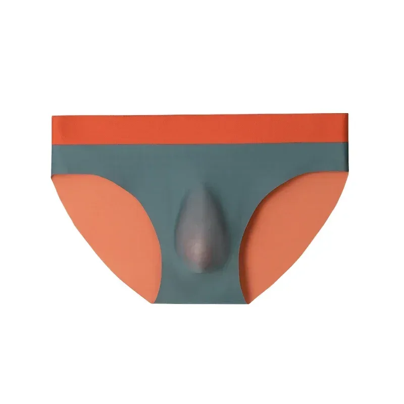 Men's ice silk seamless underwear 3D punch mold triangular underpants summer thin bottom pants Men's sports shorts