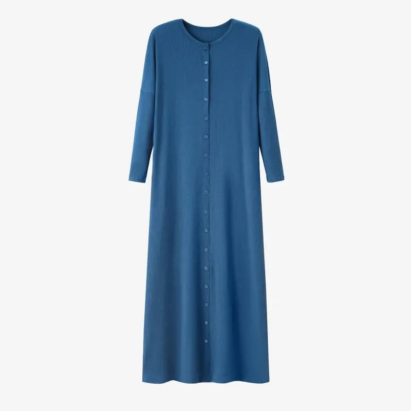 AS SS26 summer loose style button dress comfortable ribbing fabric dress o-neck lady clothes — image 8